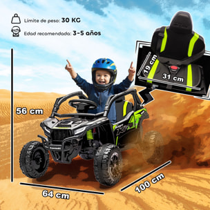 Coche Eléctrico para Niños 12V, Kawasaki Teryx KRX 1000, Coche de Batería UTV con 2 Motores, Control Remoto 2,4G, Suspensión Trasera, Faros, USB, para Niños de +3 Años, Negro