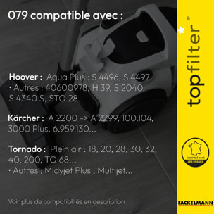 Lot de 4 packs de 2 sacs aspirateur 64079 Tornado et Kärcher TopFilter Premium