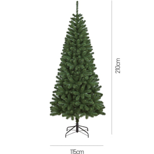 Albero di Natale 210 cm Comet, Pino artificiale, Albero effetto reale, Alberello natalizio extra folto, 94x94 h210 cm, Verde