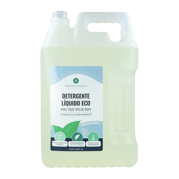 Detergente Líquido Ropa Eco  Aroma natural a ropa limpia Planeta Huerto  5 Litros