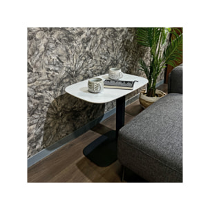 Bout de canapé en céramique blanc effet marbre H. 55 cm - LEVIN