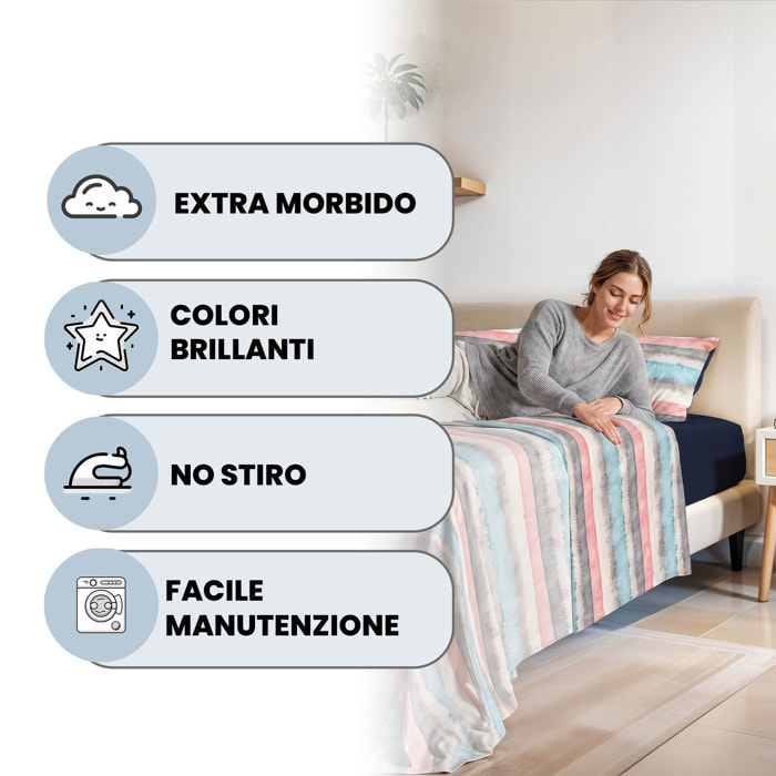 COMPLETO LETTO FASHION, 100% Microfibra, No Stiro - SARAH