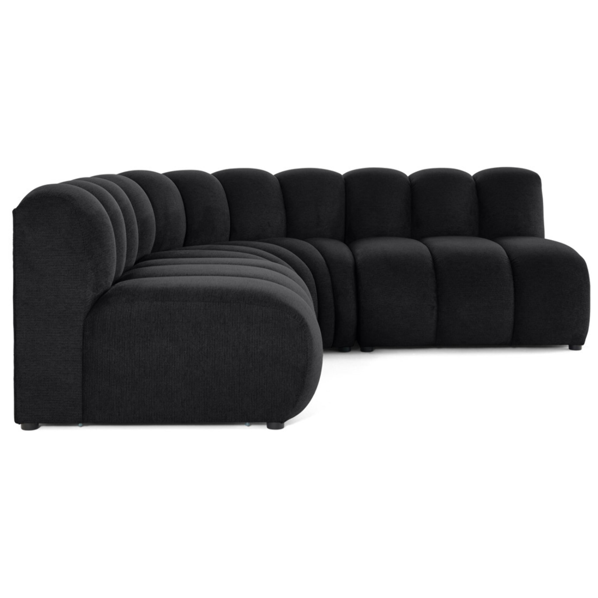 Debbie - canapé modulable d'angle réversible 4 places en tissu texturé - Noir