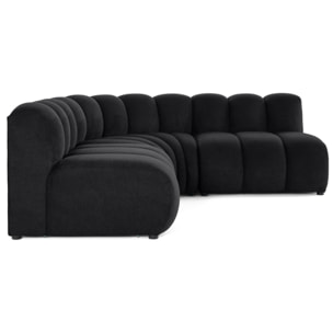 Debbie - canapé modulable d'angle réversible 4 places en tissu texturé - Noir