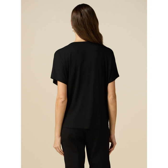 Oltre - T-shirt con micro cristalli - Nero