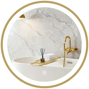 Miroir salle de bain avec éclairage LED rond verre doré