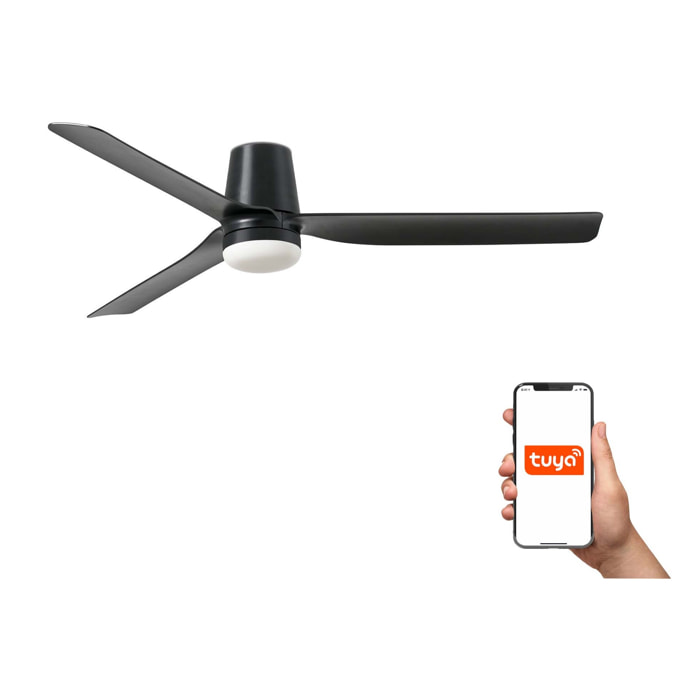 PUNT TUB M LED Ventilateur de plafond noir/noyer TUYA