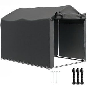 Carpa de Jardín Exterior para Herramientas Bicicletas 2,2x1,57x1,65 m, Cobertizo Exterior con Puerta Desmontable con Cremallera, Impermeable, Anti-UV, Garaje Portátil, Gris Oscuro