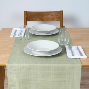Chemin de table 100 % coton Lesa 125 3 - Vert 50x150 cm