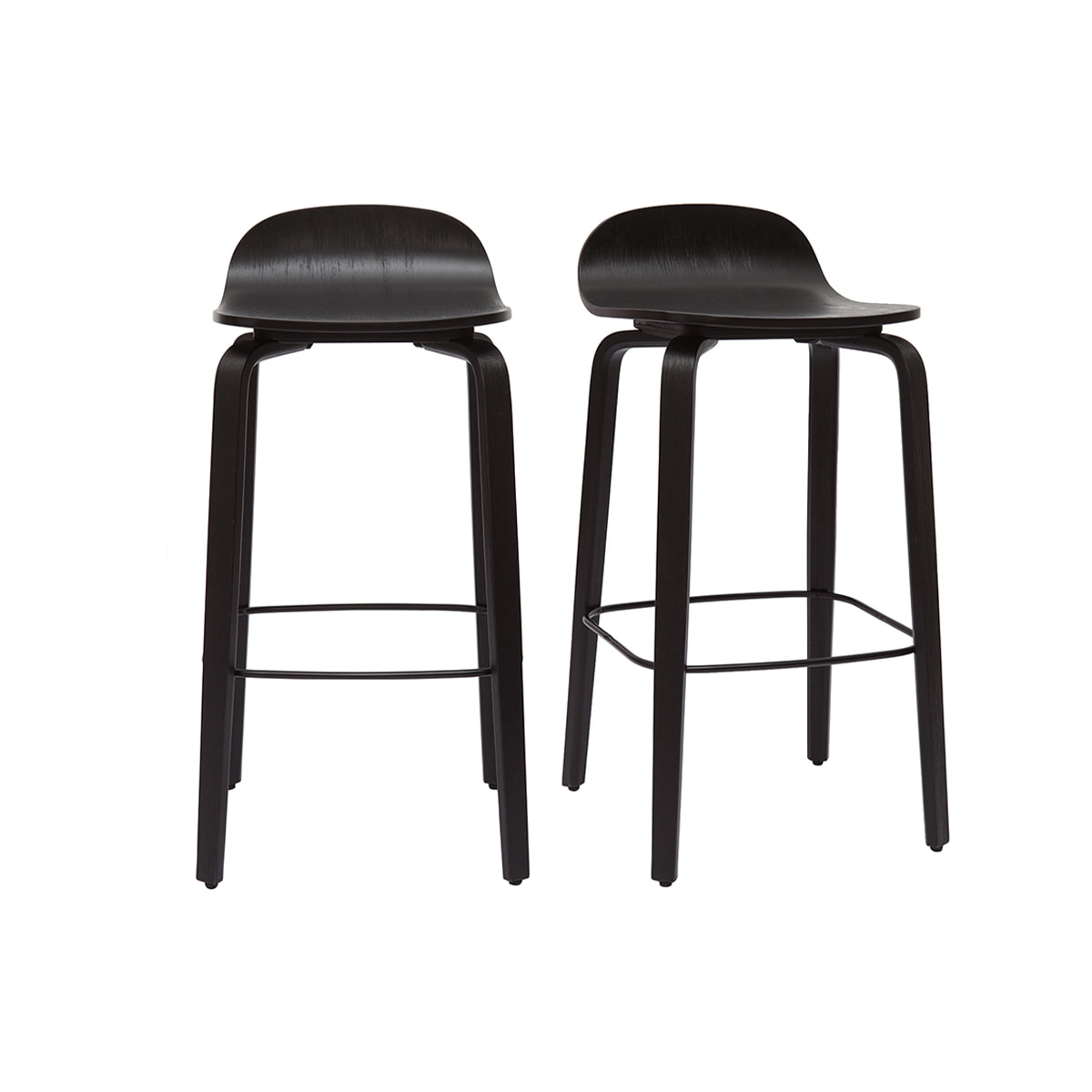 Tabourets de bar vintage bois noir H68 cm (lot de 2) OBRA