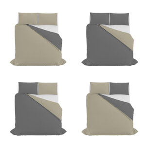 PARURE COPRIPIUMINO NATURAL COLOR, 100% Cotone, Made in Italy - TORTORA/FUMO