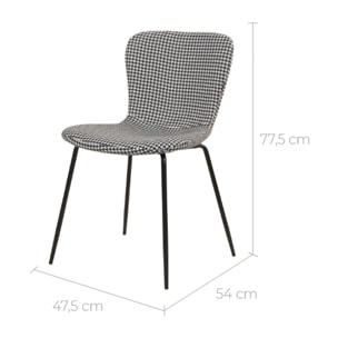 Lot de 2 chaises à motifs pied-de-poule et pieds en métal - Koko