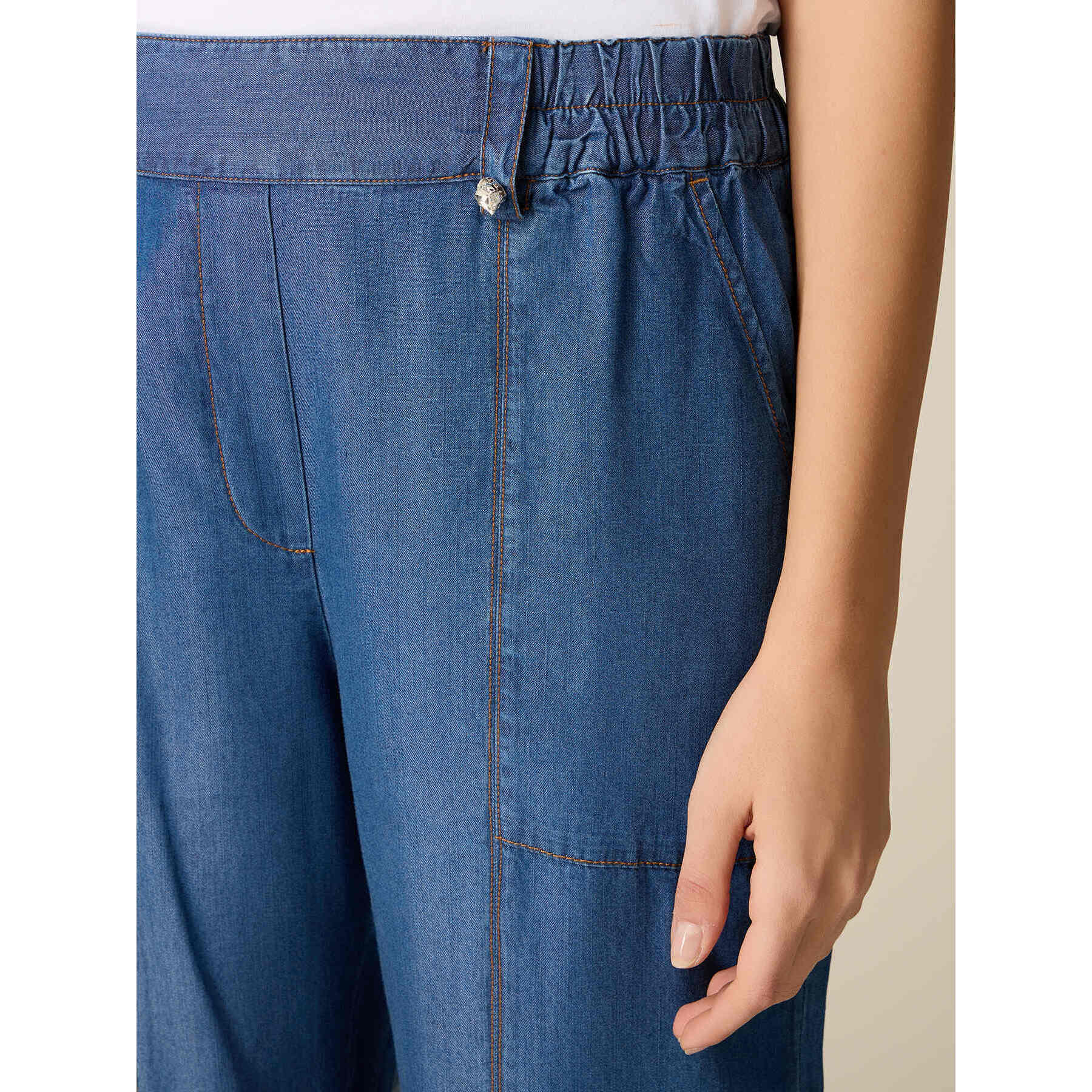 Oltre - Joggers in tencel effetto denim - Blu