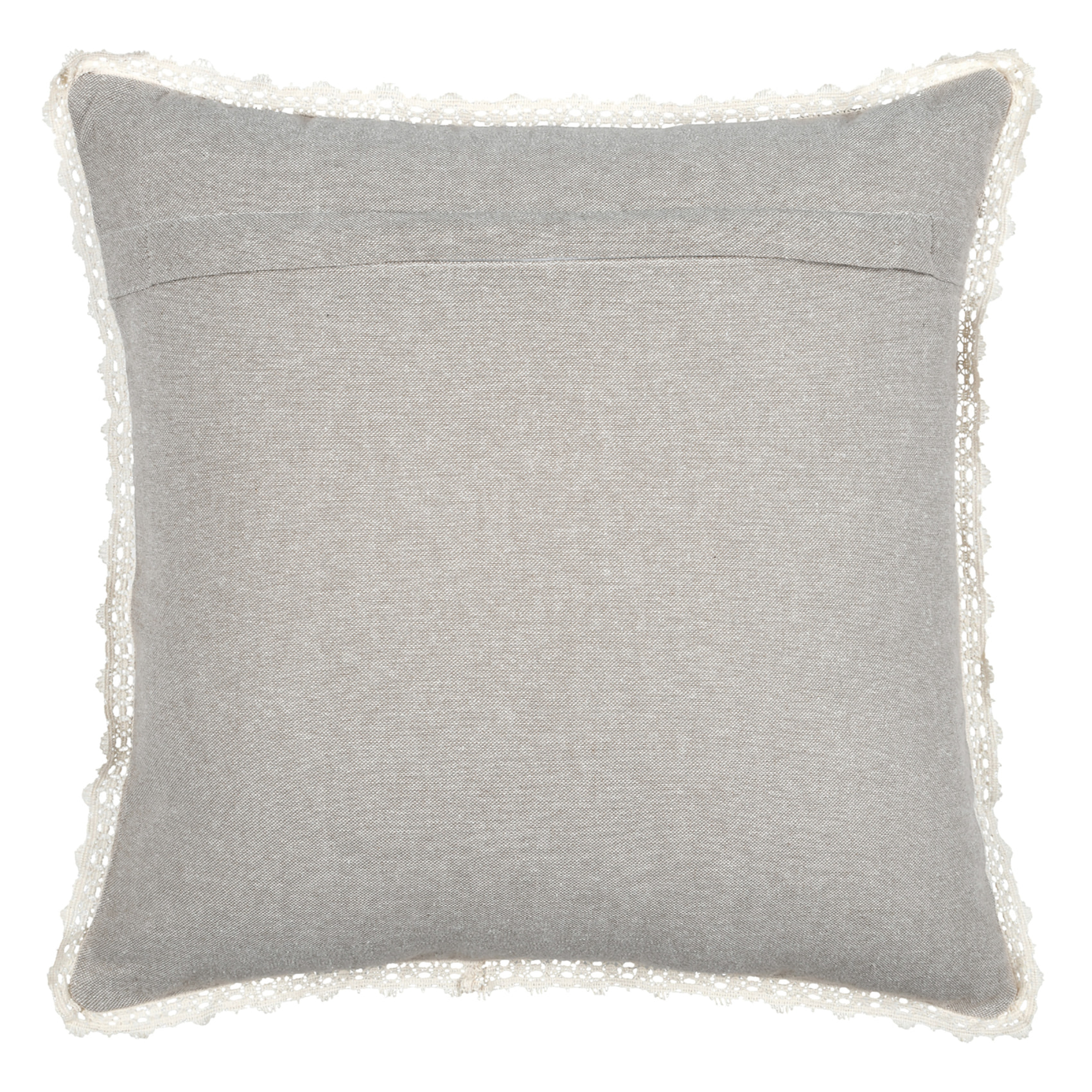 Coussin décoratif 100% coton finition dentelle - Ficelle