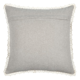 Coussin décoratif 100% coton finition dentelle - Ficelle