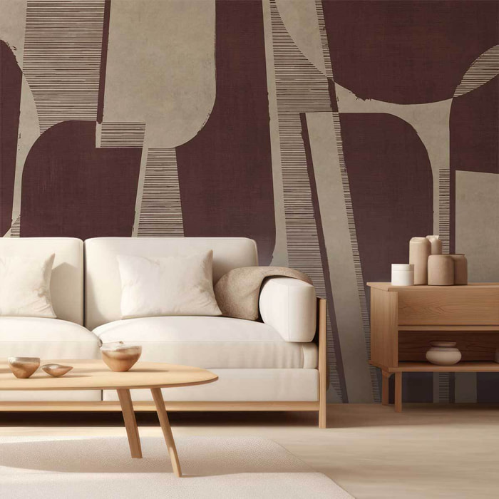 Papier peint panoramique Modulo burgundy  Intissé