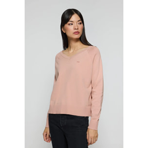 Maglione Katniss in maglia rosa pallido con bottoni perlati Polo Club