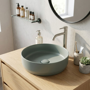 Vasque à poser ronde diamètre 39 cm - vert mat - sans trop-plein - SAT Infinitio
