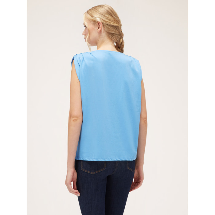 Motivi - Camiseta con pliegues en los hombros - Light - blue