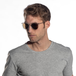 Gafas de sol OCEAN GENOVA - Blanco transparente / De espejo azul cielo y patillas de metal dorado mate