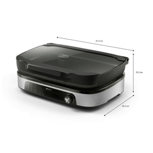 Plancha électrique PHILIPS HD6212/90  couvercle verre à poser, 50x25 cm