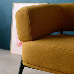 Fauteuil tissu dossier incurvé piétement métal CRISTO