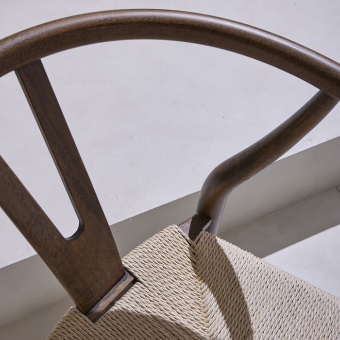 Chaise vintage bois de hêtre et cordes (lot de 2) CECILE