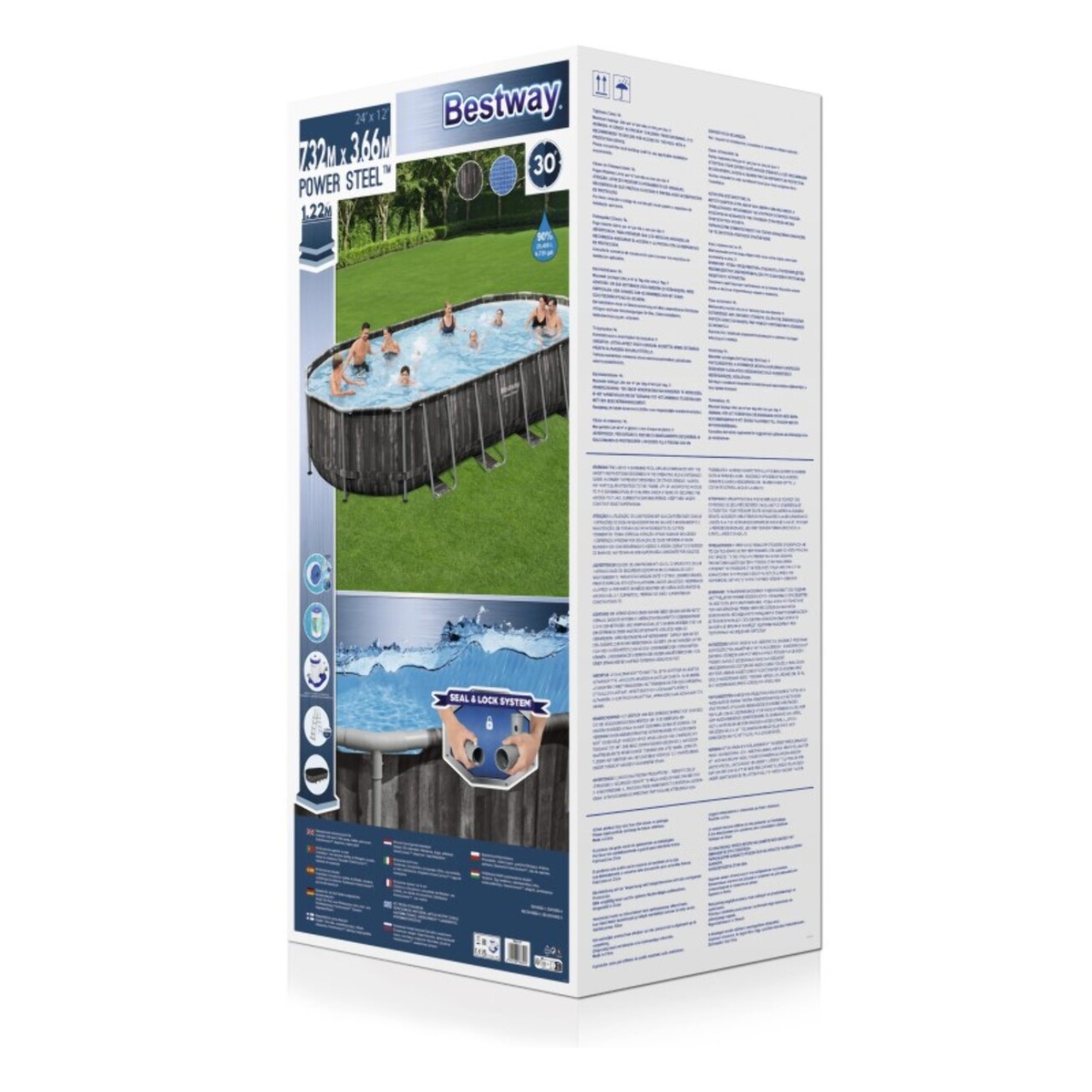 Bestway Piscine hors sol - Ovale - Power Steel - - Décor bois - 732 x 366 x 122 cm