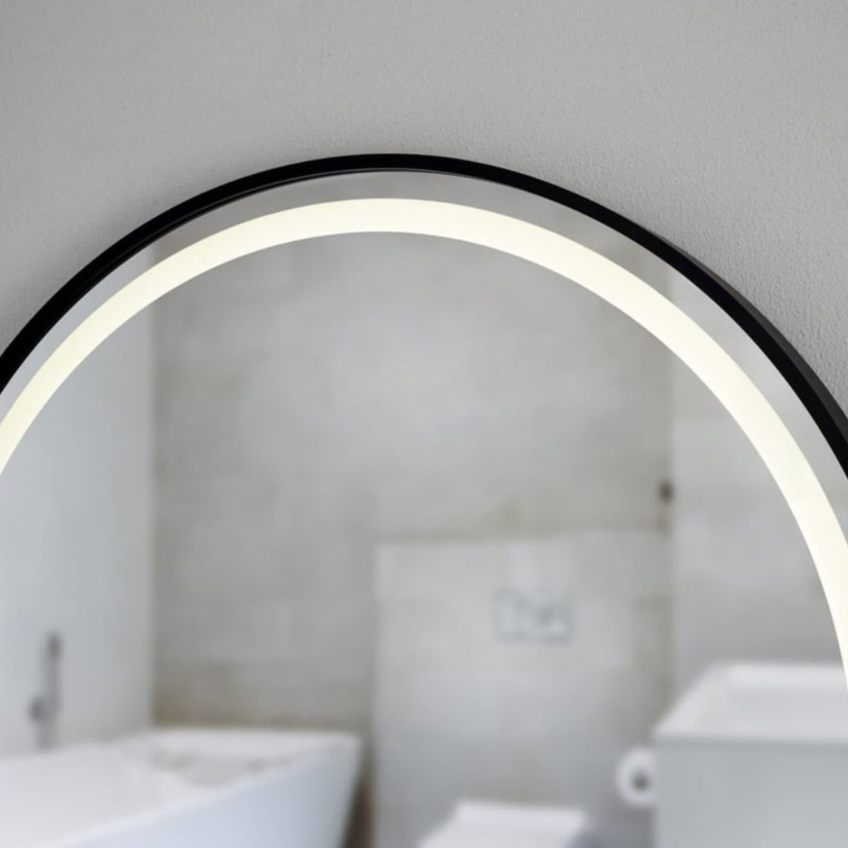 Miroir de salle de bain rond LED avec capteur IP44, 70x70 cm noir, SAT (SATZKULED70CE)
