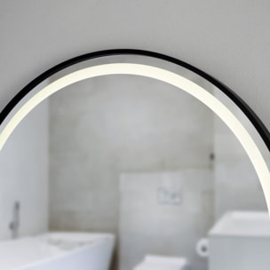Miroir de salle de bain rond LED avec capteur IP44, 70x70 cm noir, SAT (SATZKULED70CE)