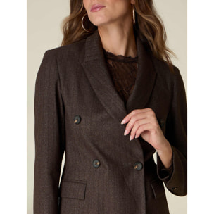 Oltre - Blazer doppiopetto tinto filo - Marrone
