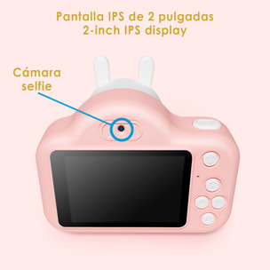 Cámara infantil A1 de fotos y video. Diseño Ovejita. 20mpx y video HD. Cámara trasera para selfies.