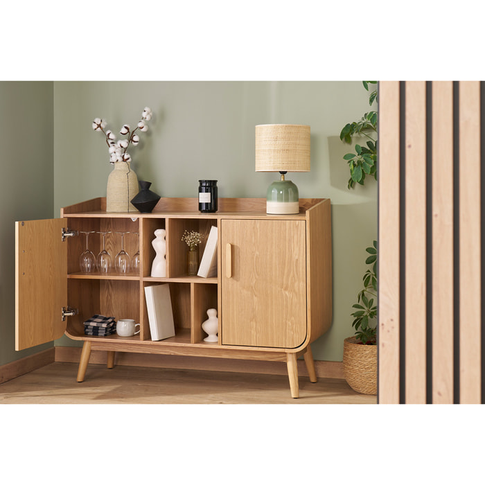 Buffet scandinave en bois clair 2 portes L122 cm HALLEN