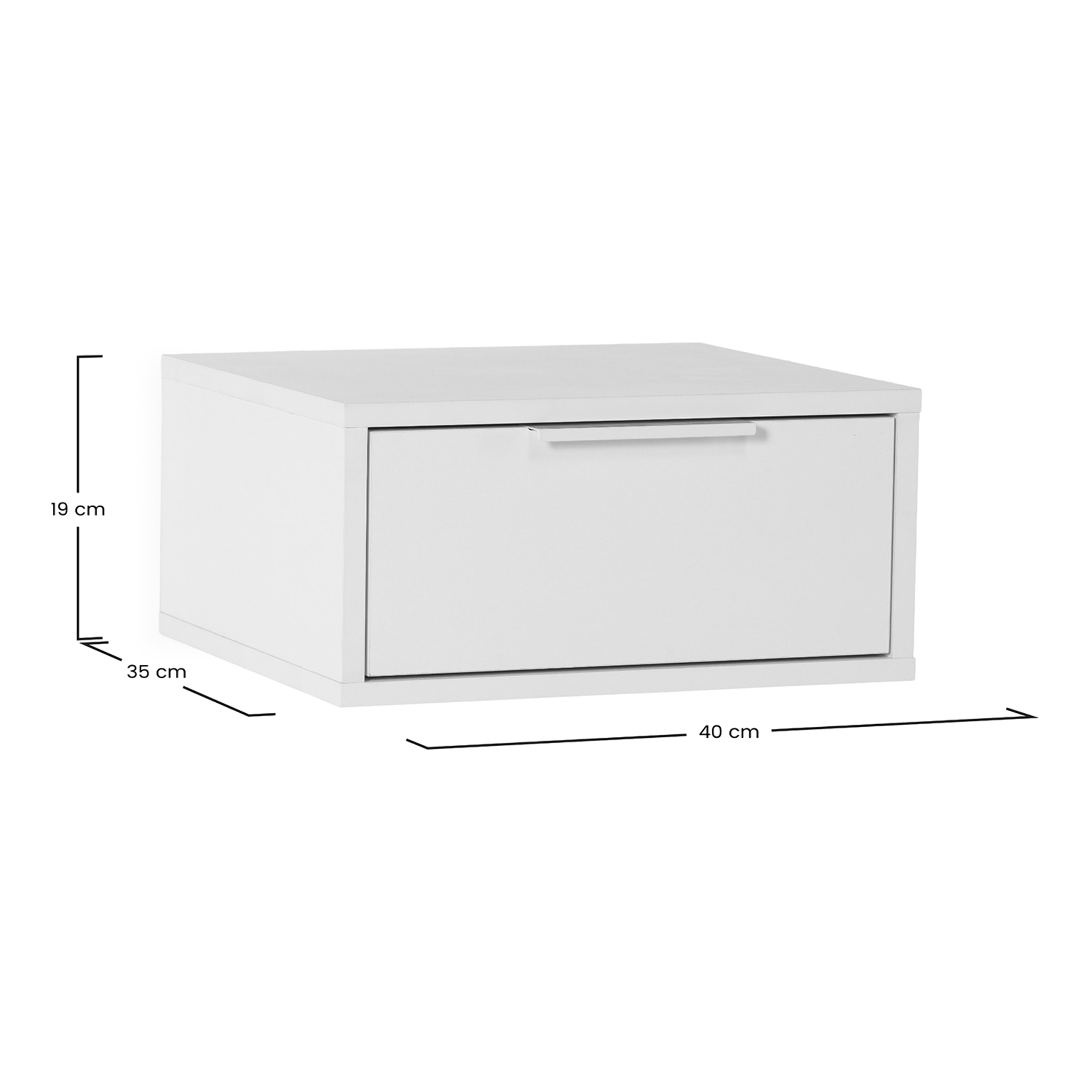 Mesita de noche flotante Auri 1 cajón color Blanco