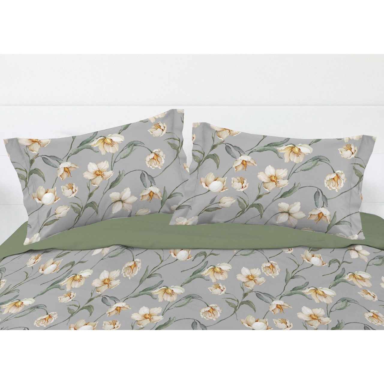 Parure Copripiumino Matrimoniale in Raso 60/60 Sacco e Federe con Fantasia Floreale Lavinia