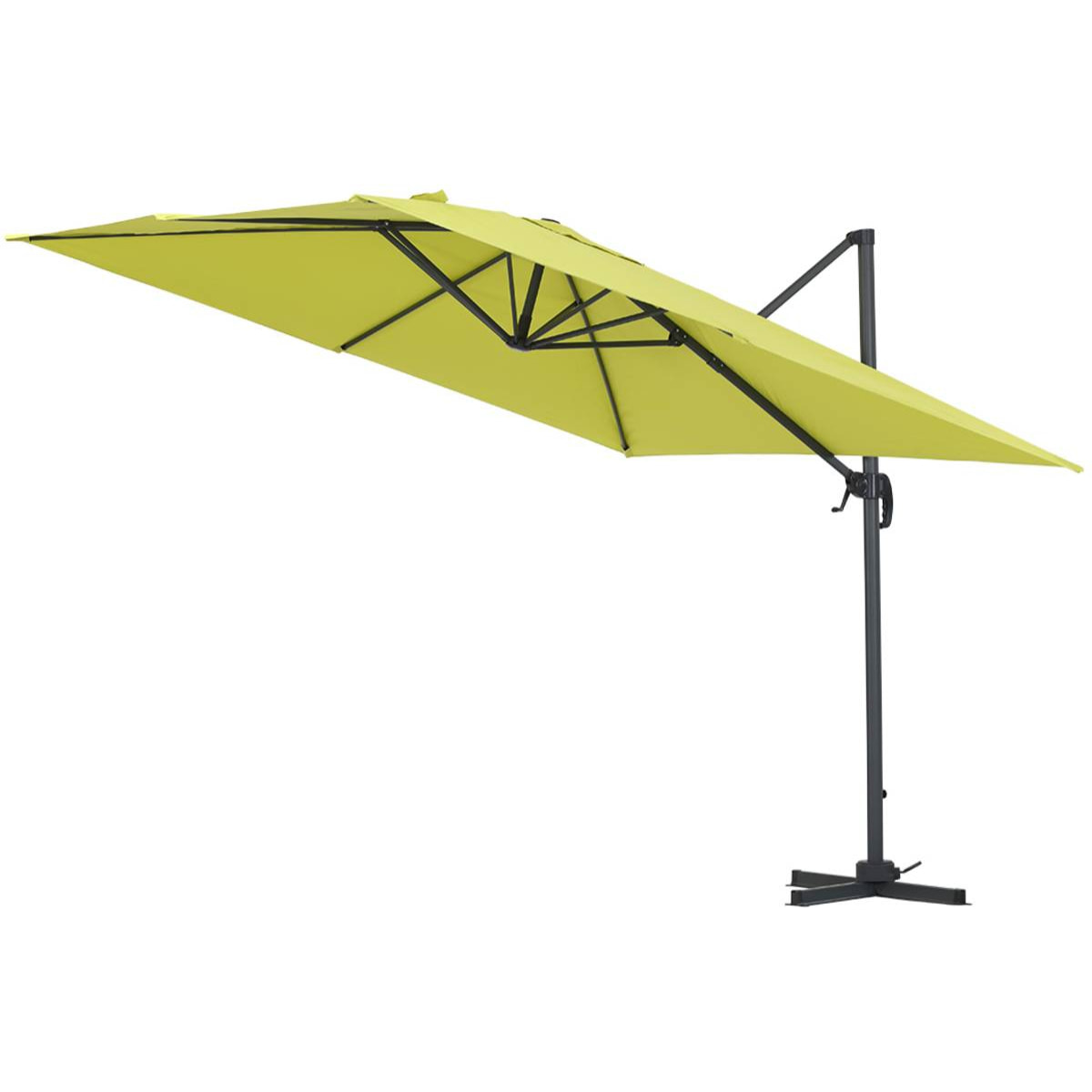 Parasol jardin déporté Alu "Sun 3" - Carré - 3 x 3 m - Vert + housse de protection