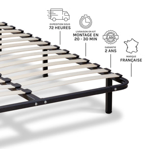 Sommier Cadre a Lattes en Kit | Structure Metallique Noire