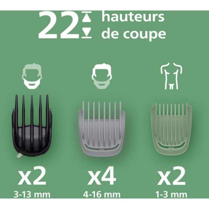 Tondeuse multi usages PHILIPS MG7941/15 Series 7000, 22 hauteurs de coupe, précision 0,2 mm, autonomie 120 mn