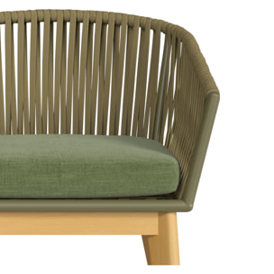 Chaise de jardin Olive en tissu vert et bois