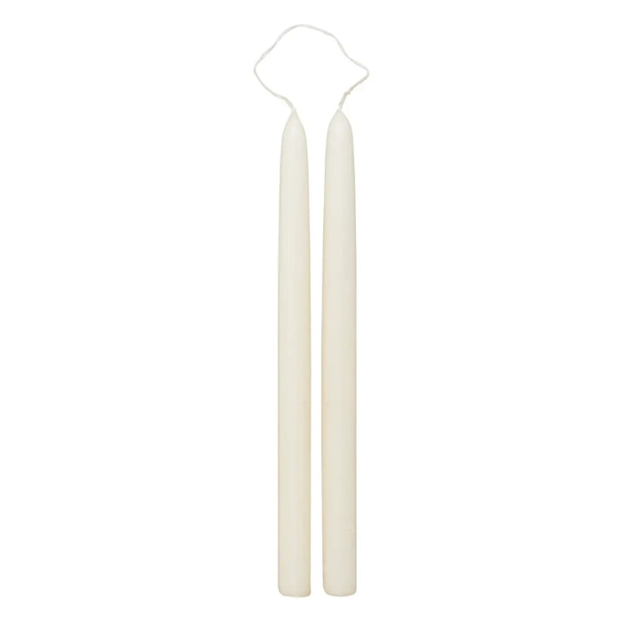 Lot de 2 bougies bâtons "Hugo" en coton H30cm blanc ivoire