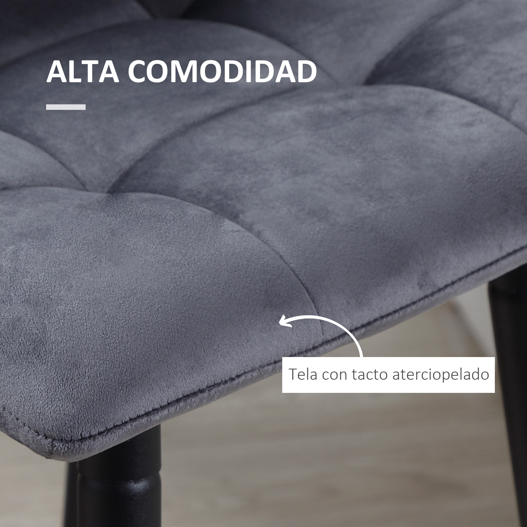 Juego de 2 Taburetes Altos de Cocina, Taburetes de Bar Tapizados en Terciopelo, con Reposapiés y Respaldo, Estructura de Acero, para Comedor, Mostrador, Gris