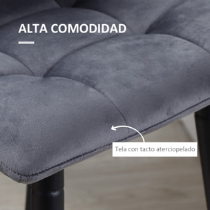 Juego de 2 Taburetes Altos de Cocina, Taburetes de Bar Tapizados en Terciopelo, con Reposapiés y Respaldo, Estructura de Acero, para Comedor, Mostrador, Gris