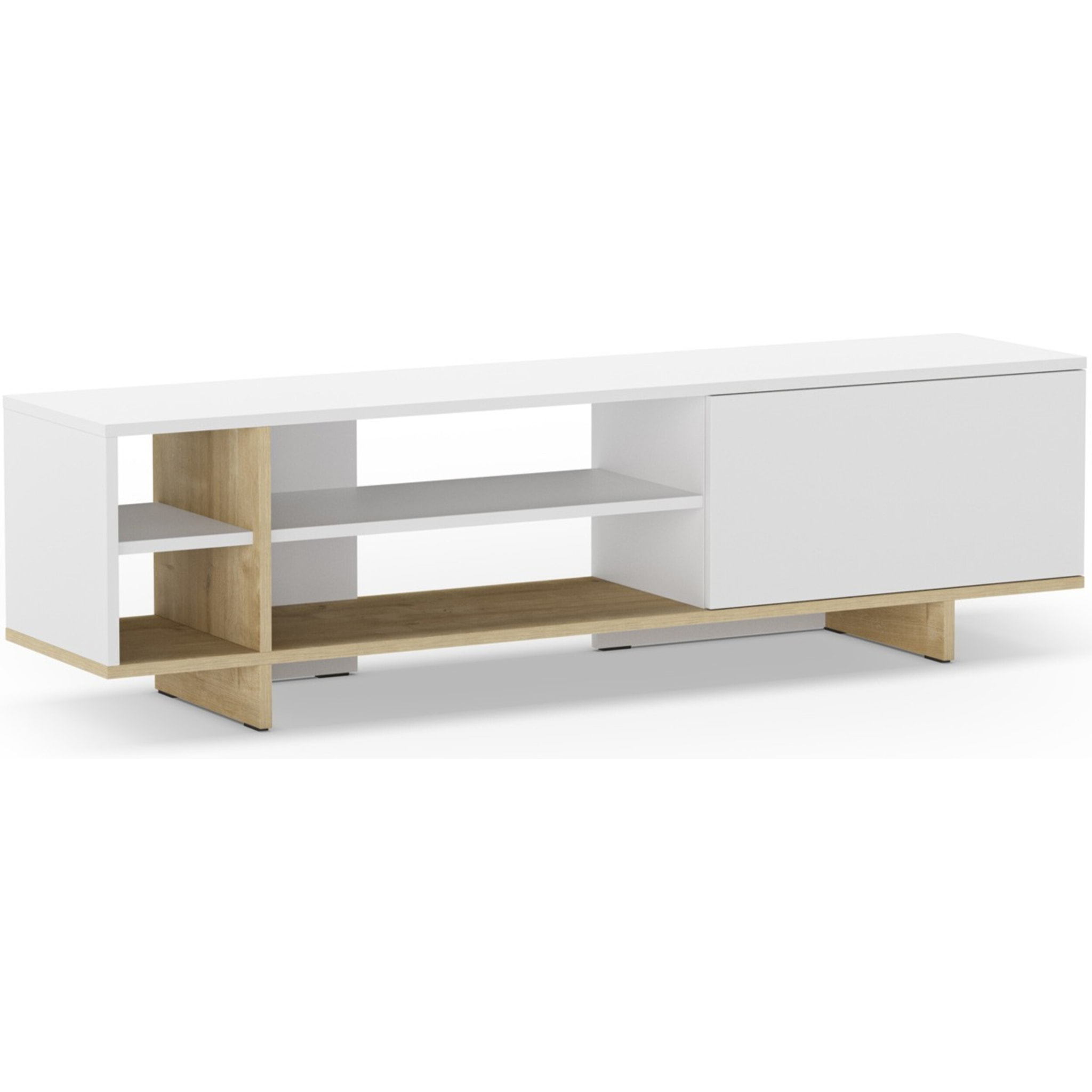 Meuble Tv 1 porte et décor chêne - ALICIA