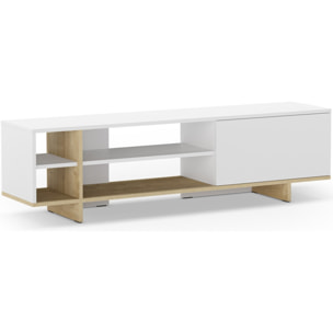 Meuble Tv 1 porte et décor chêne - ALICIA