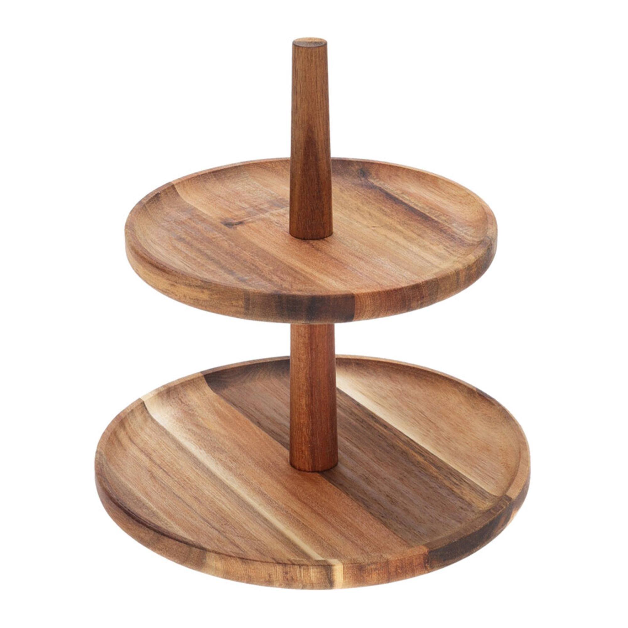 Soporte de Comida con 2 Niveles en madera de acacia H. 23cm