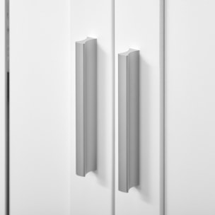 Meuble vasque - meuble sous-vasque - 2 portes rainurées avec étagère réglable - poignées alliage aluminium - dim. 60L x 30l x 60H cm - MDF blanc