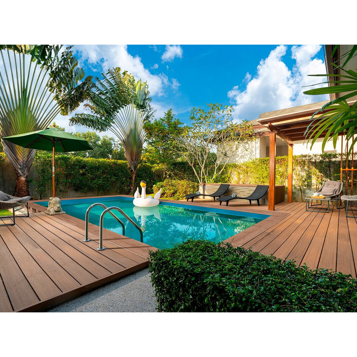 Piscine bois rectangle " Panama 130 "- 6.20 x 4.10 x 1.31 m + Pompe à chaleur 6 kw/h inverter "PowerLine by Hayward" - Noir