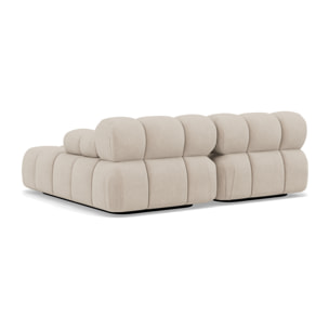 Ruby - canapé droit 4 places avec double méridienne - assise profonde - en velours texturé - Beige