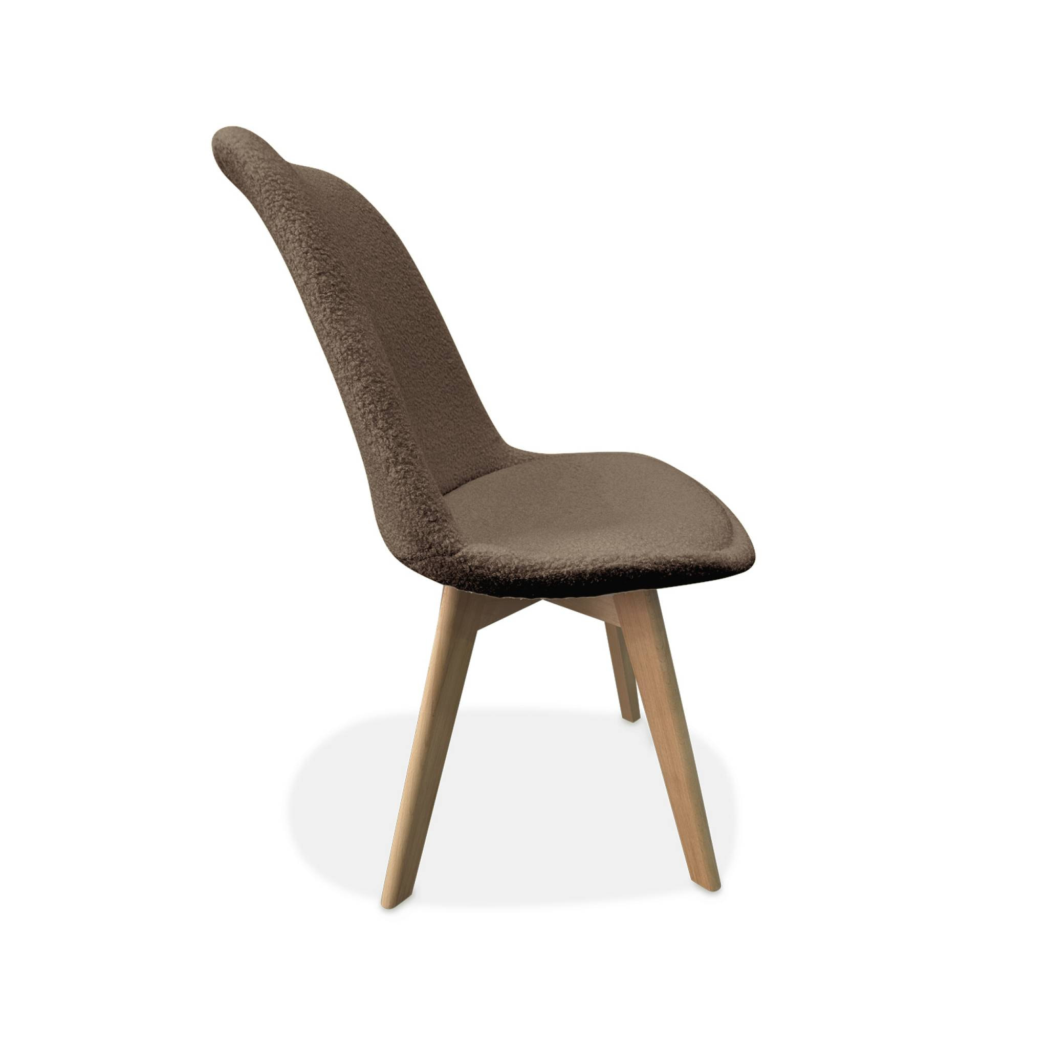Lot de 4 chaises scandinaves NILS revêtement bouclette taupe. pieds bois de hêtre. chaise 1 place
