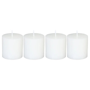 Lot de 4 bougies rustiques "Olia" blanc 60g